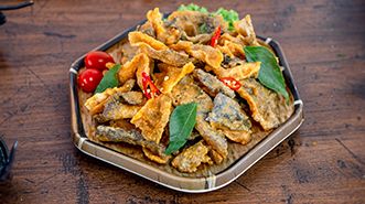 Deep Fried Fish Skin with Salted Egg Yolk